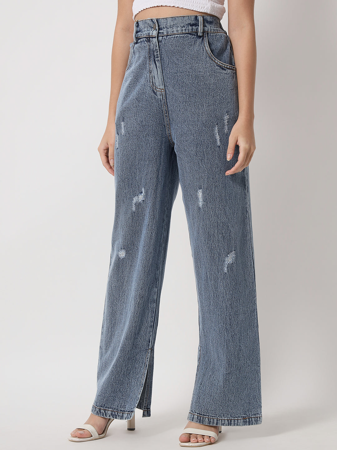Distressed Denim Two-Piece Co-Ords