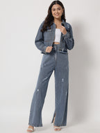 Distressed Denim Two-Piece Co-Ords