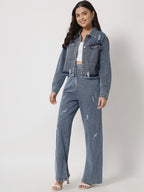 Distressed Denim Two-Piece Co-Ords