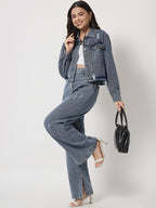 Distressed Denim Two-Piece Co-Ords