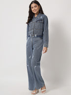 Distressed Denim Two-Piece Co-Ords