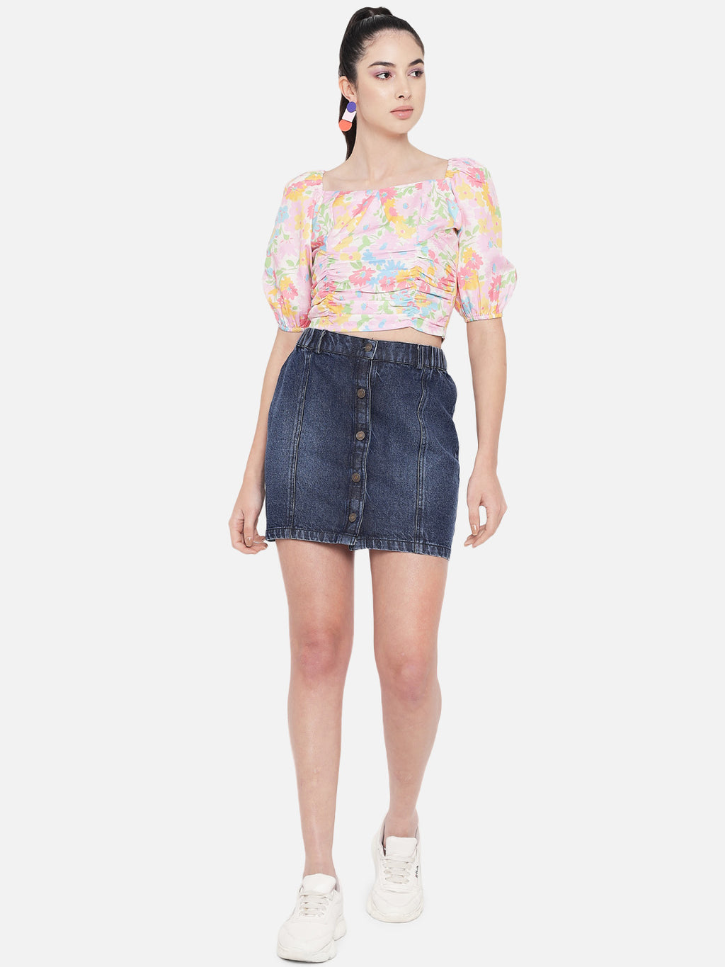 Woven A Line Mini Skirts