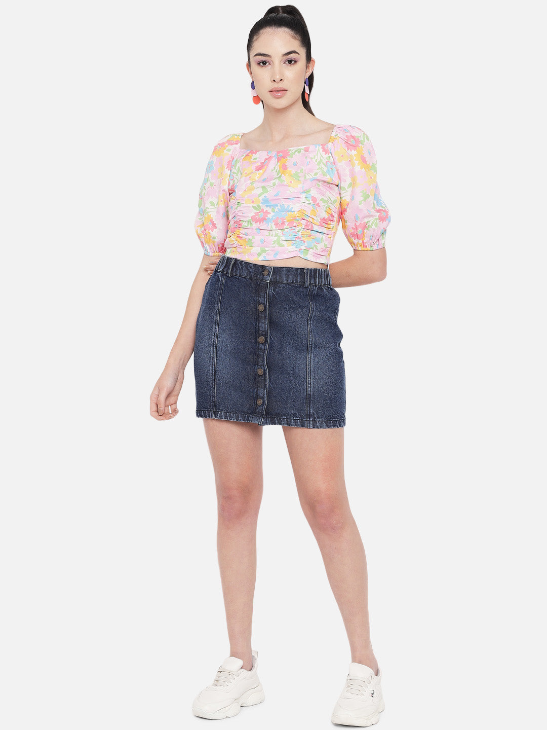 Woven A Line Mini Skirts