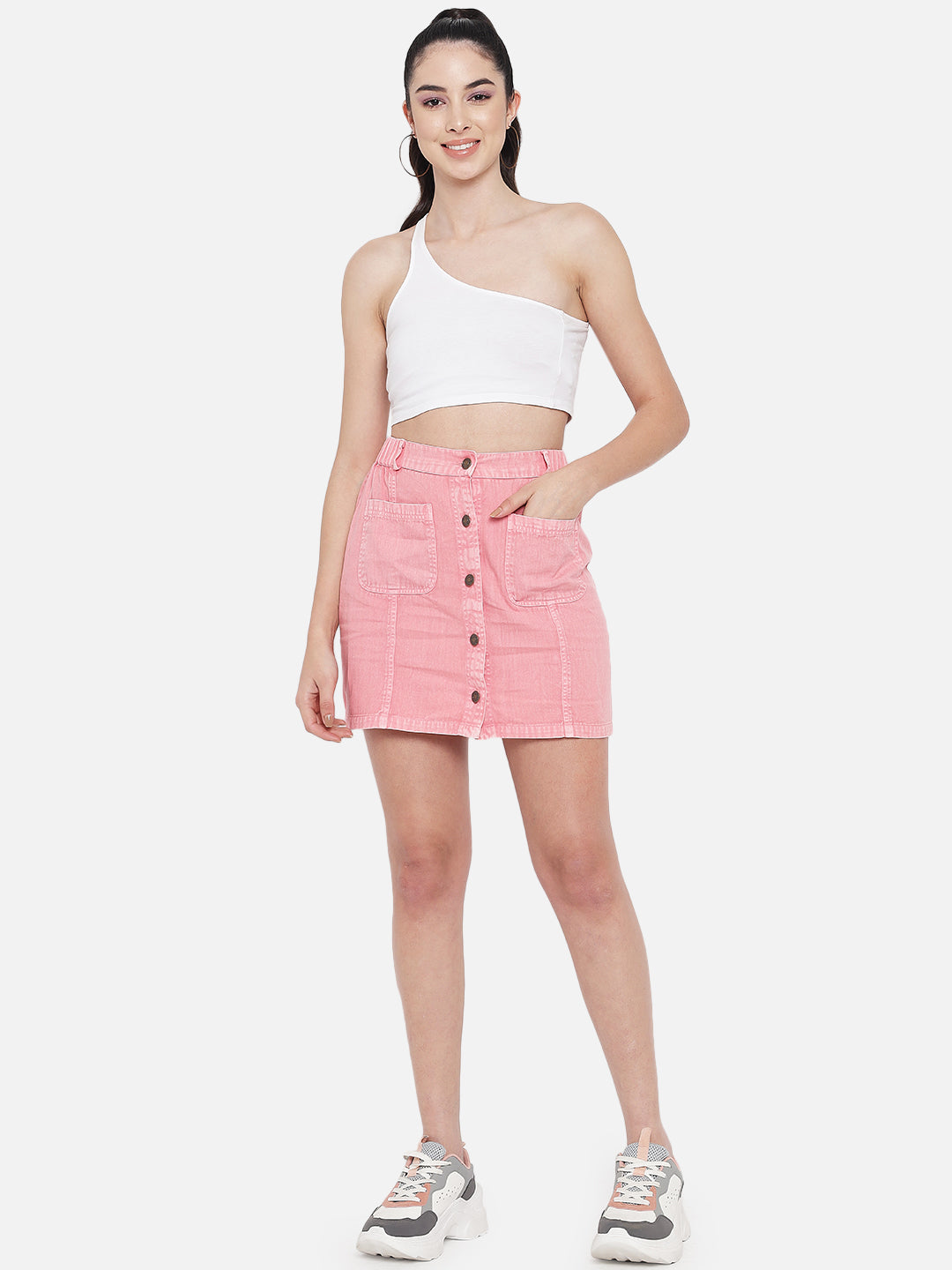 Denim Straight Mini Skirt