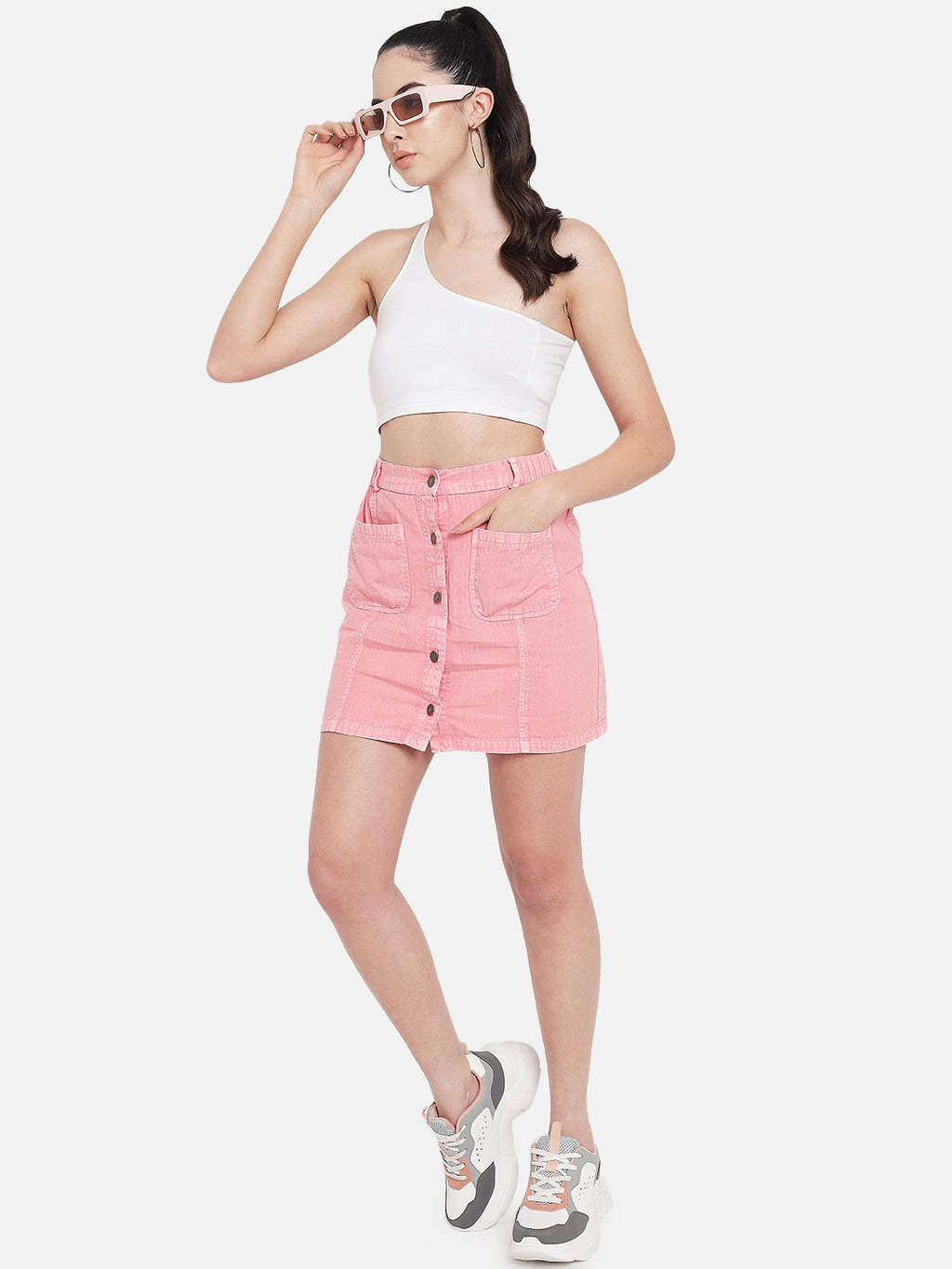 Denim Straight Mini Skirt