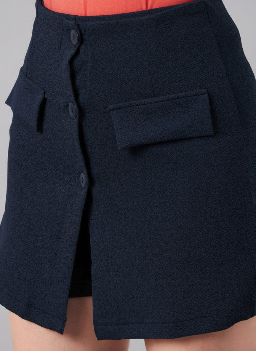 Straight Front Slit Mini Skorts