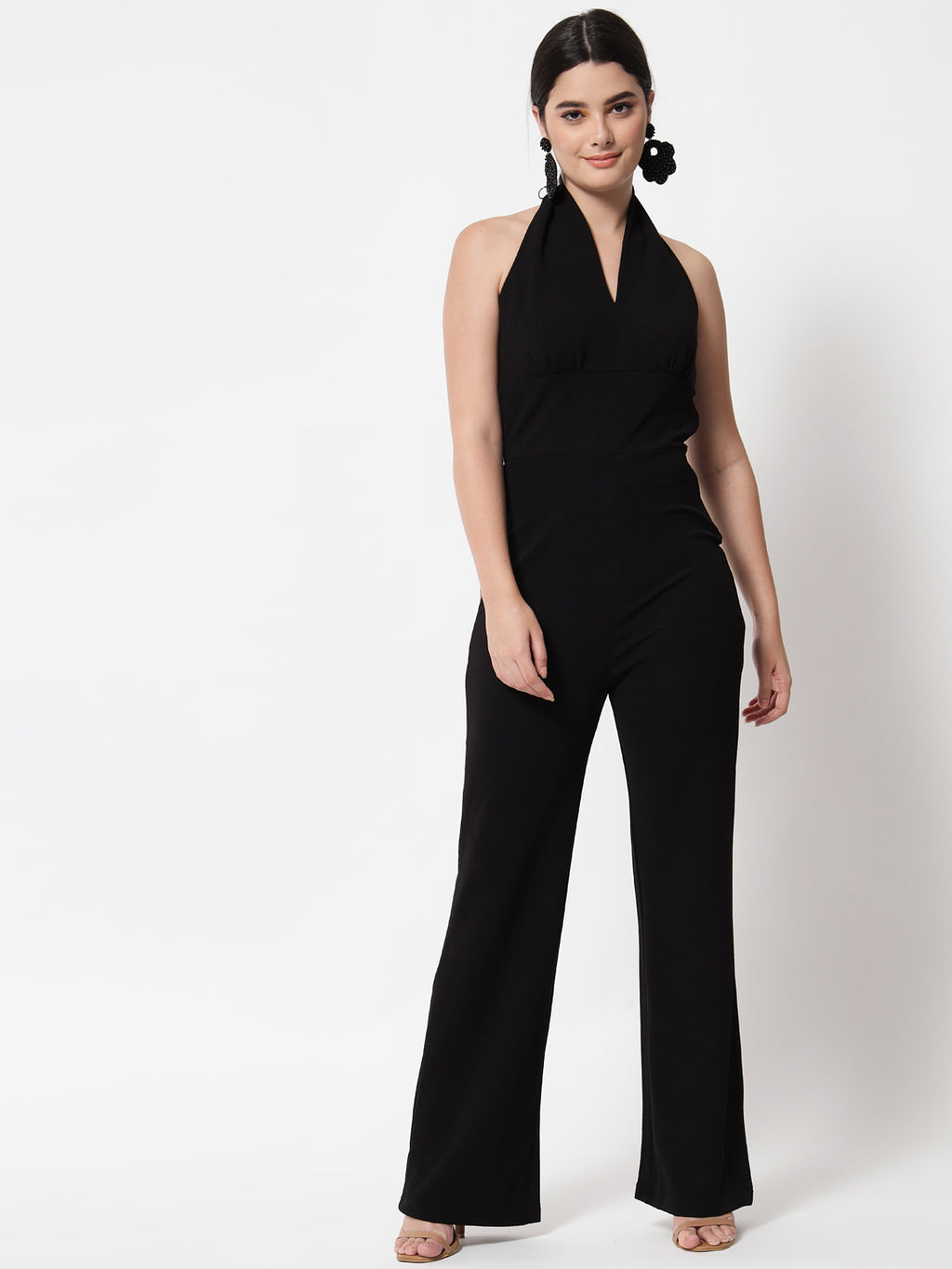 Halter Neck Sleeveless Basic Jumpsuit