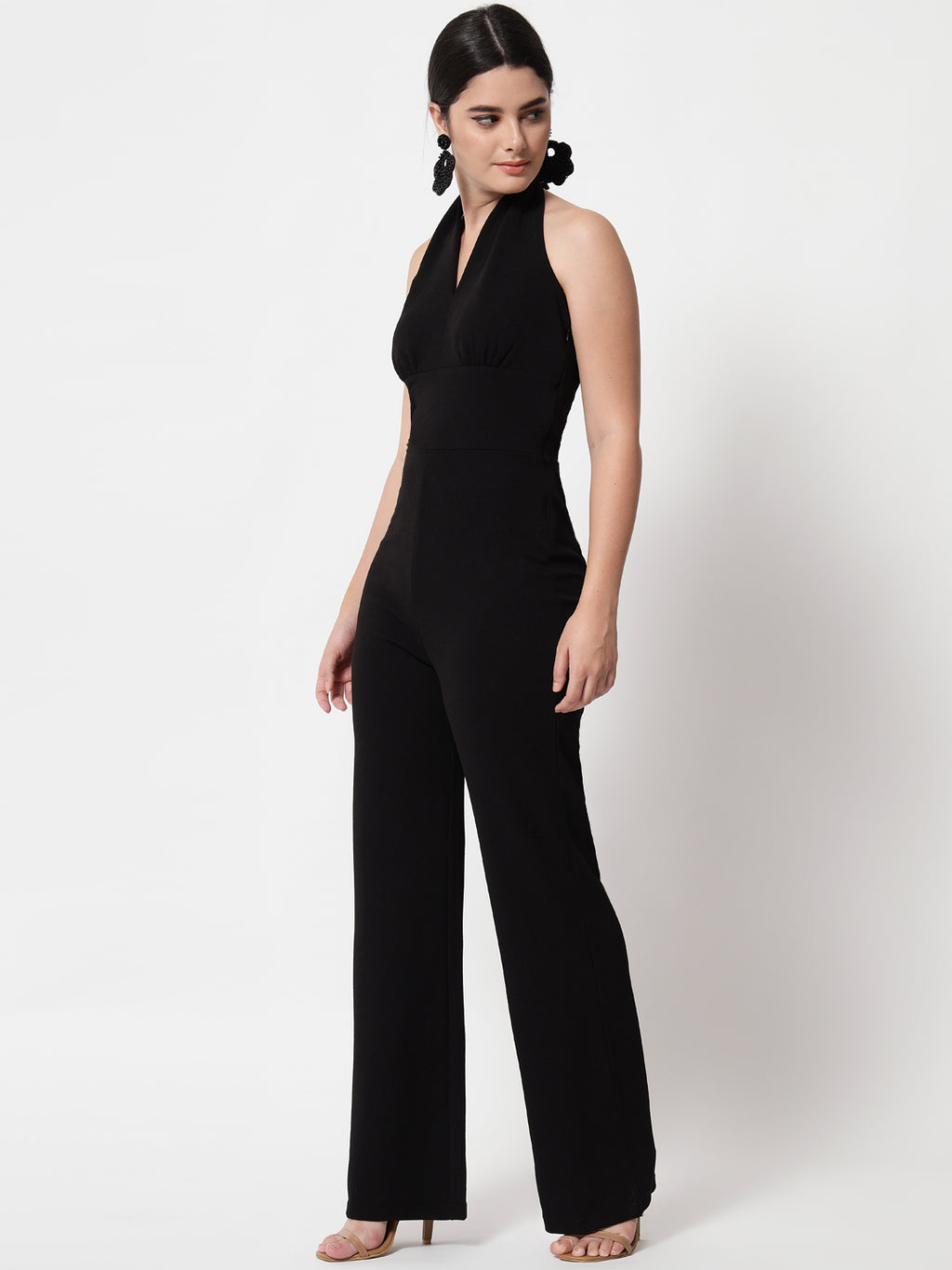 Halter Neck Sleeveless Basic Jumpsuit
