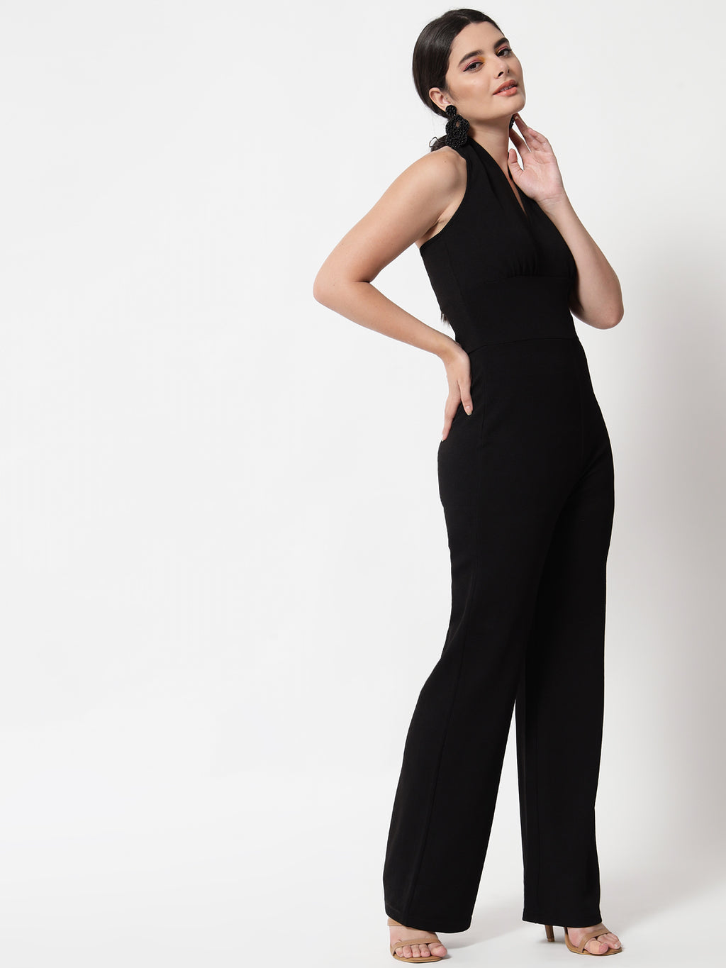 Halter Neck Sleeveless Basic Jumpsuit