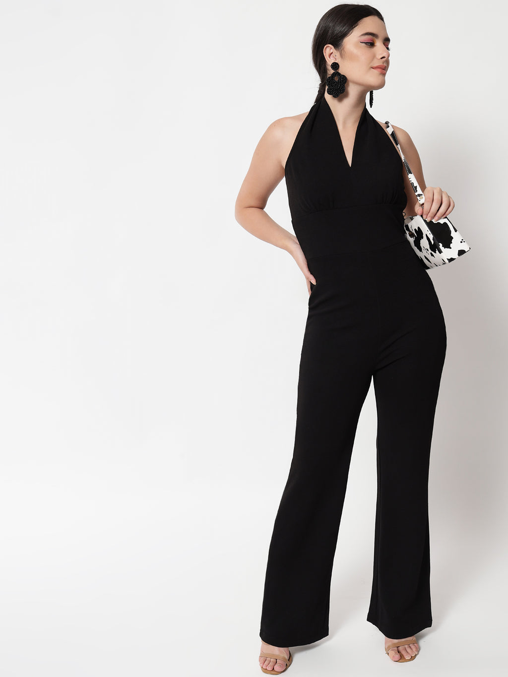 Halter Neck Sleeveless Basic Jumpsuit