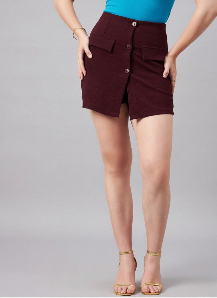 Straight Front Slit Mini Skorts