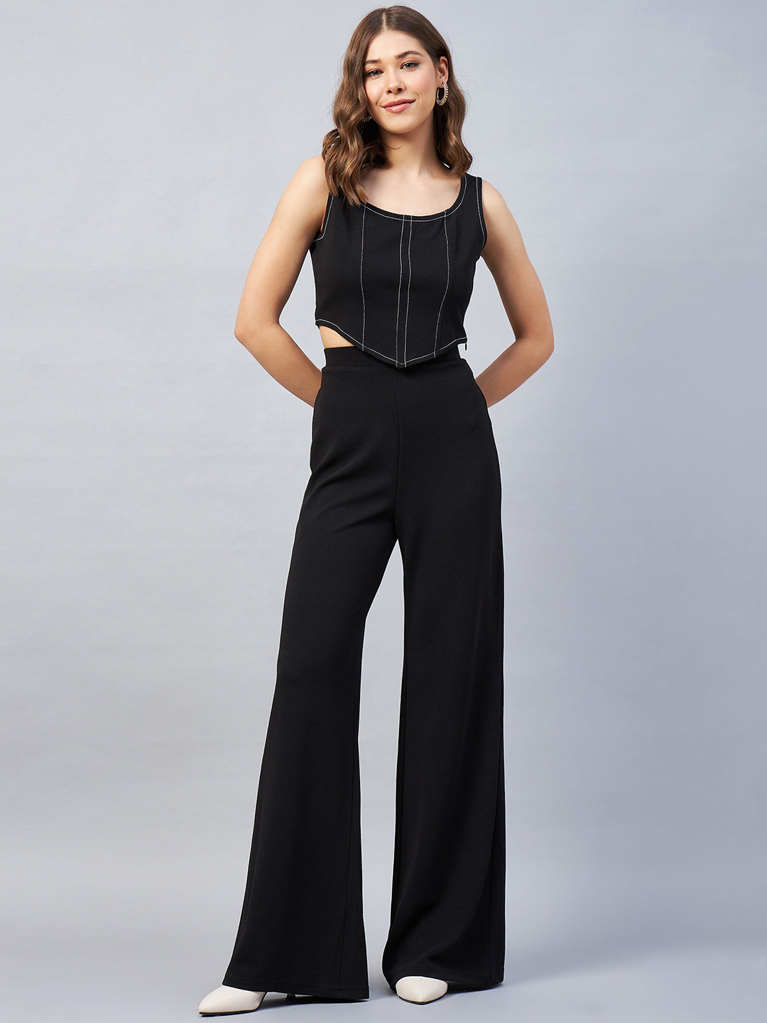 Sleeveless Corset Top With Flared Trousers