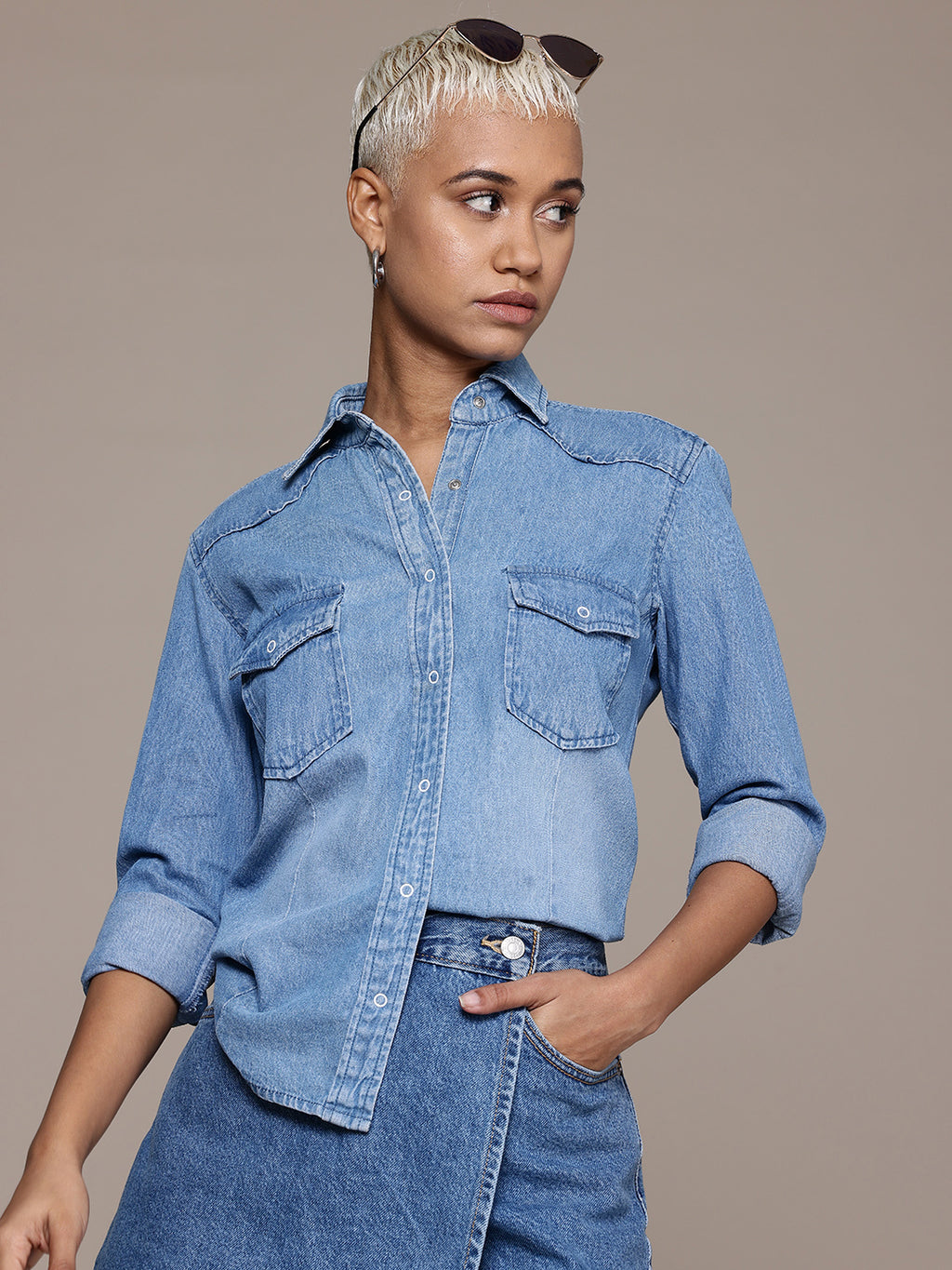Pure Cotton Denim Casual Shirt
