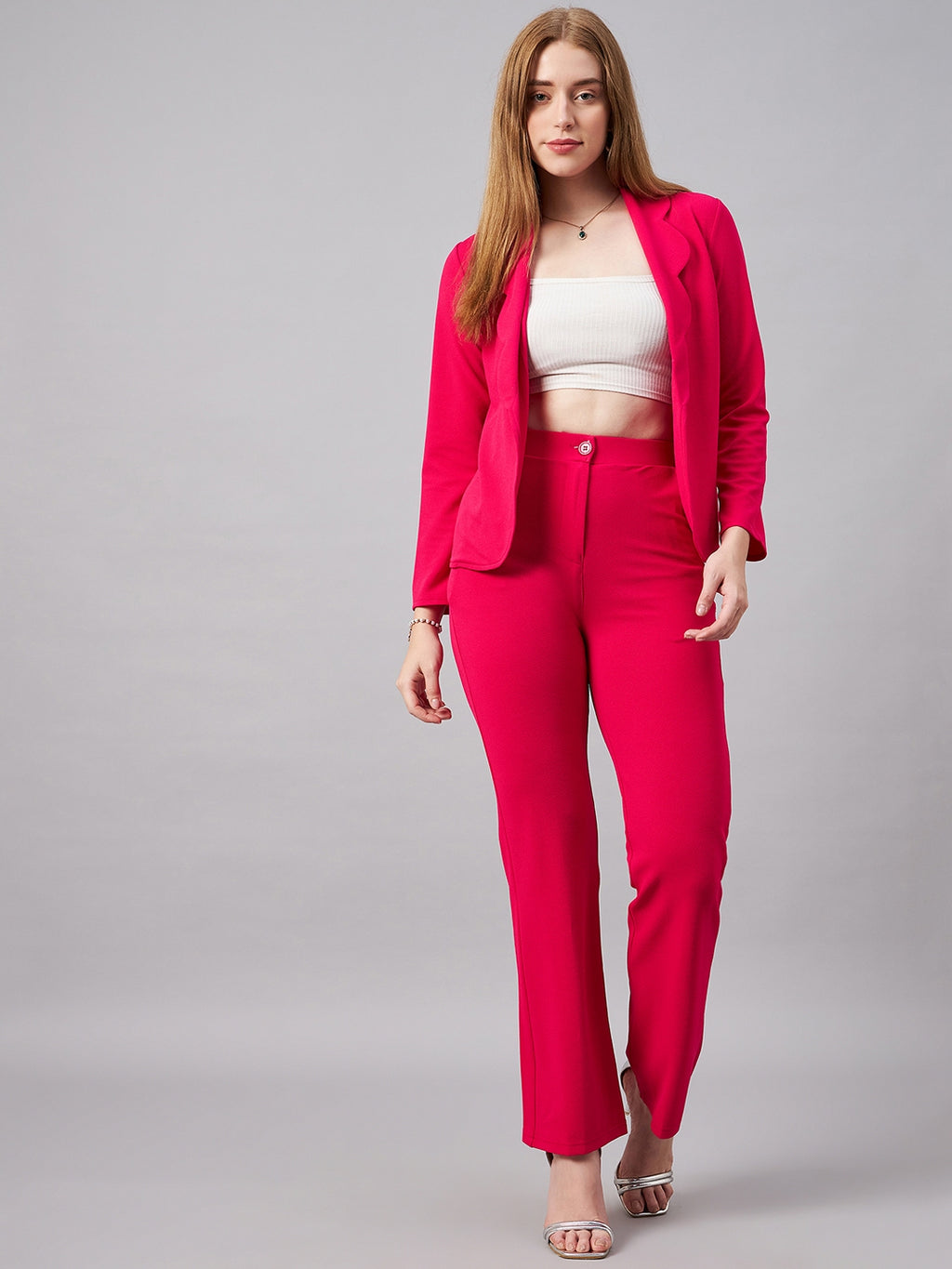 Pink Scalping Blazer With Trousers