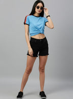 Black Washed Regular Fit Frayed Hem Denim Shorts