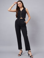 V-Neck Crop Top With Trouser