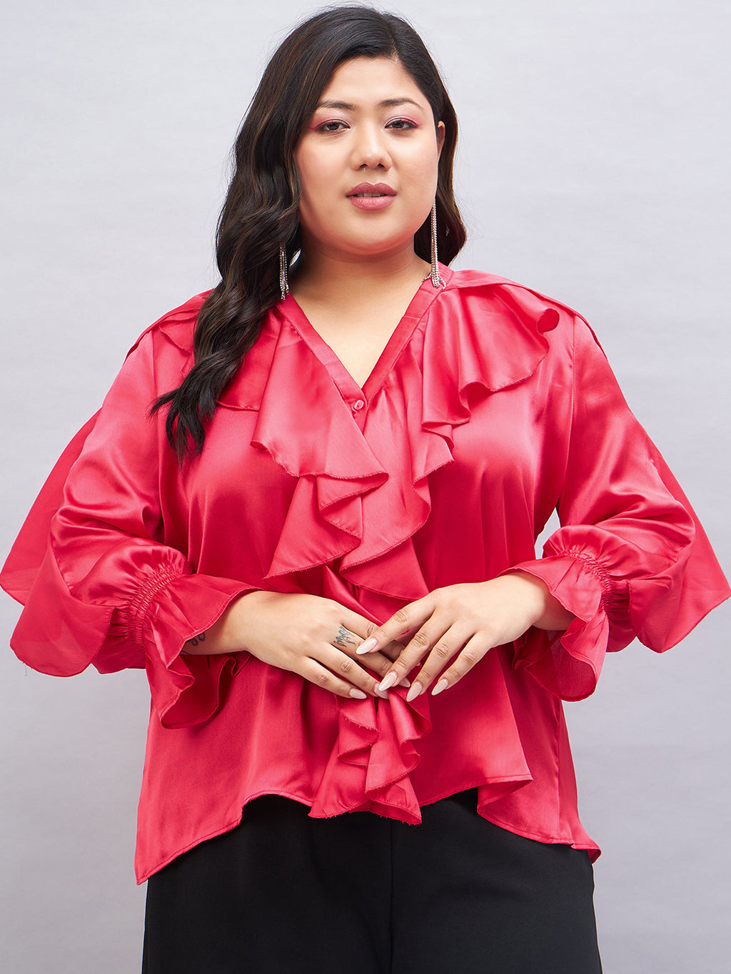button-down collar Fuchsia Shirt
