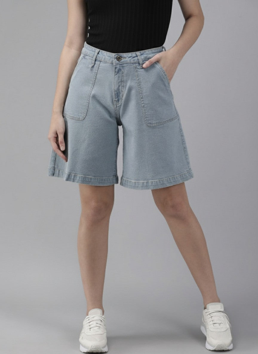 Women Grey Denim Shorts