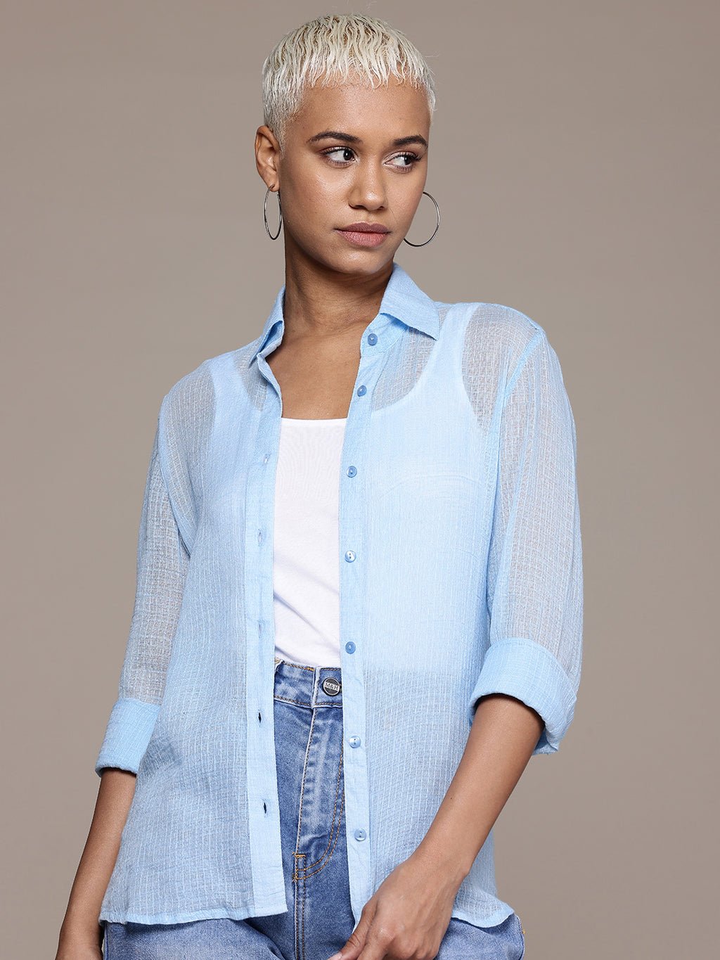 Sheer Pure Cotton Casual Shirt