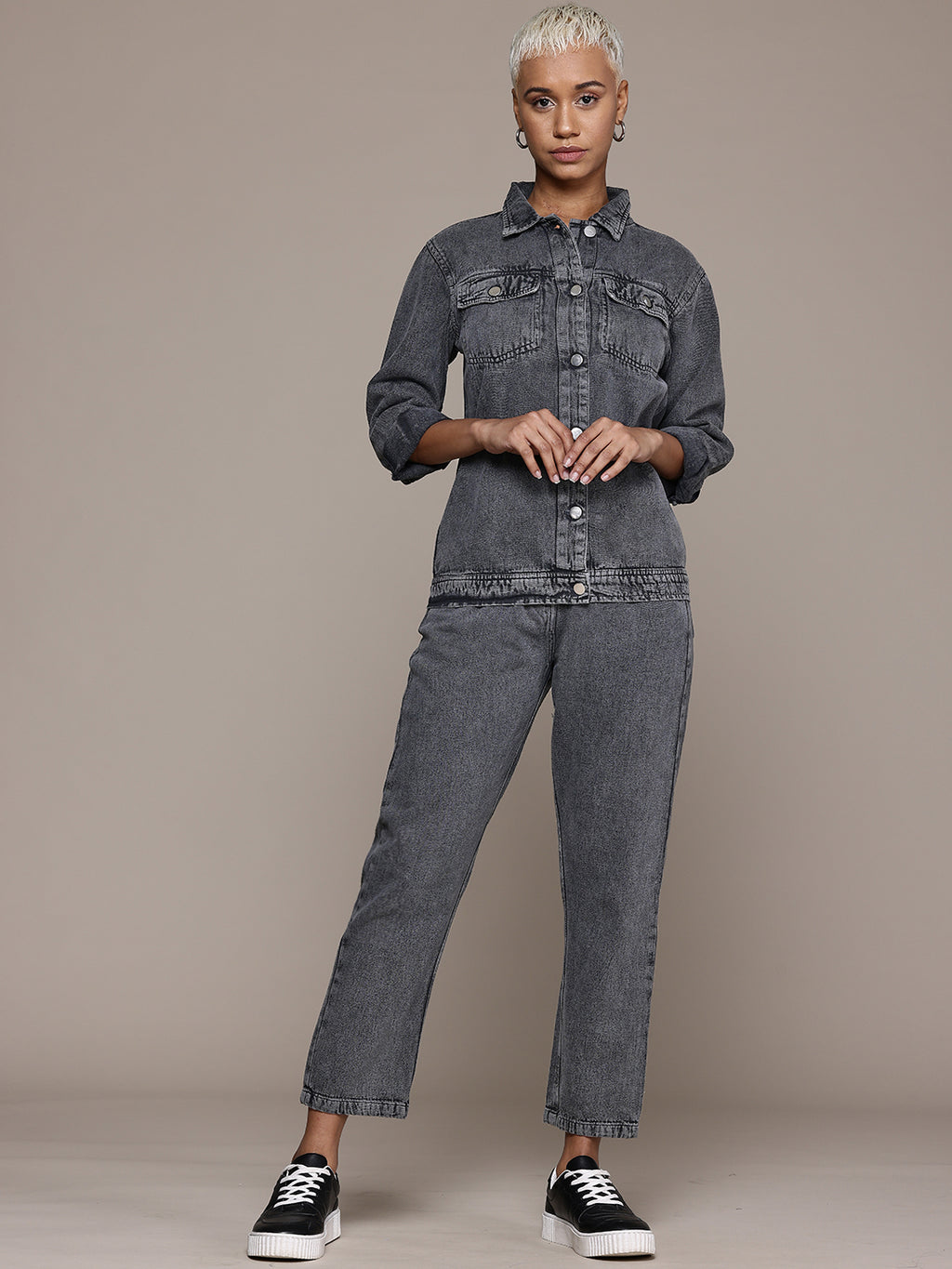 Pure Cotton Denim Shirt With Jeans