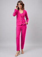 Sweetheart Neck Top & Notched Lapel-Collar Blazer With Trousers