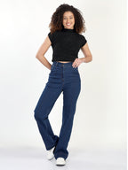 Women Flared High-Rise Clean Look Cotton Jeans