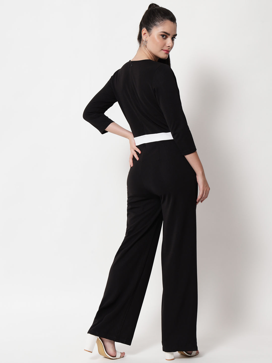 Colourblocked V-Neck Basic Jumpsuit