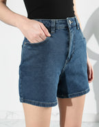 Indigo Blue College Cool Vacay Attire Denim Shorts