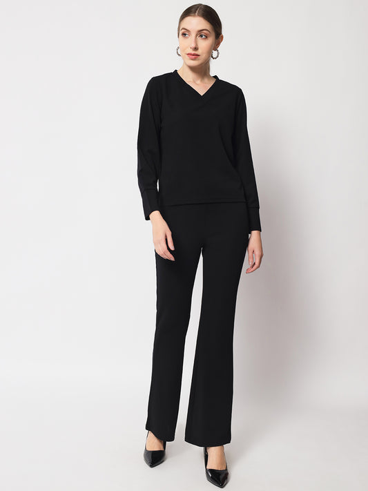 Black V-Neck Top & Trousers Co-Ord