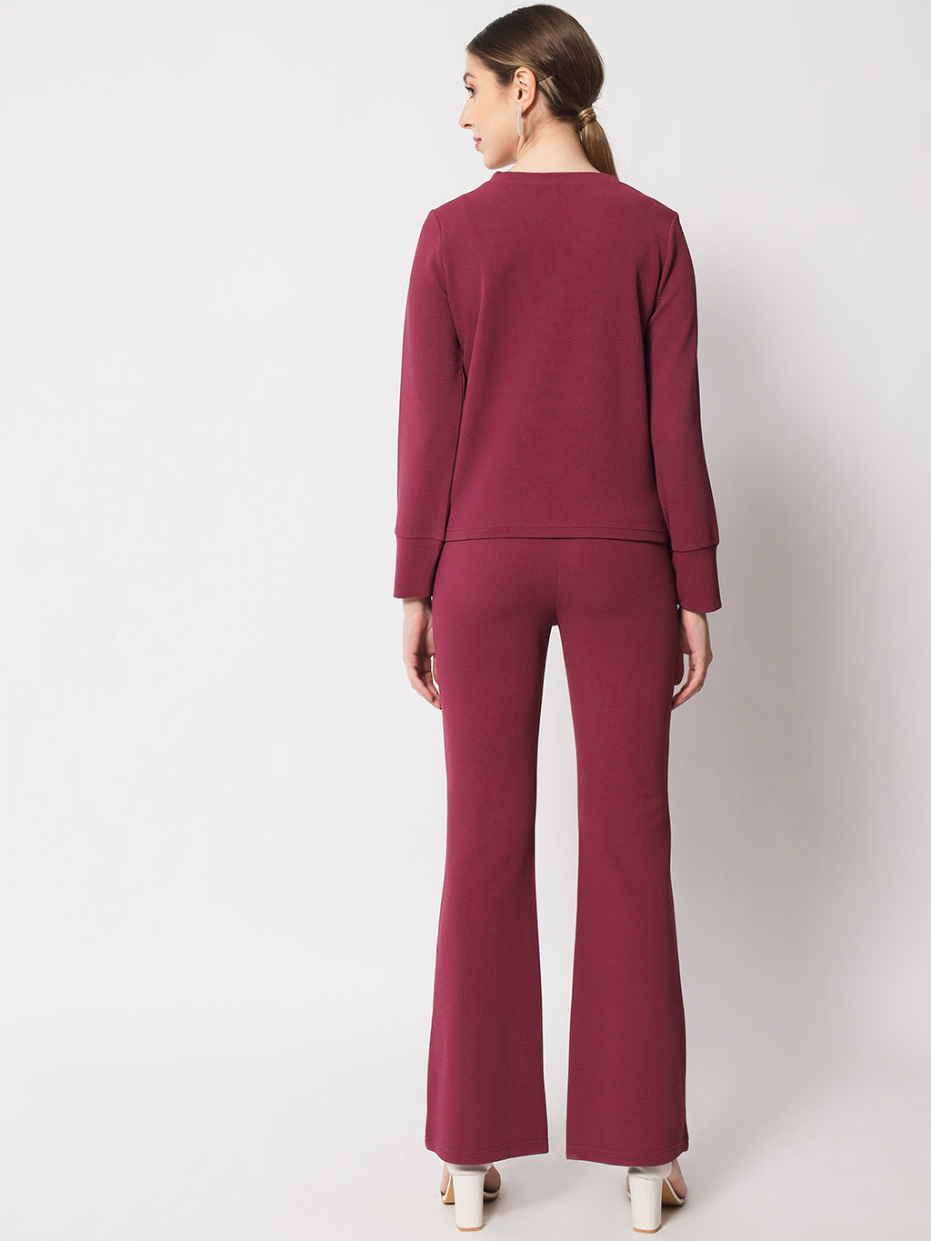 V-Neck Cuff Sleeves T-Shirt & Trousers Co-Ords