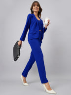 Sleeveless Crop Top With Shawl Neck Jacket & Trousers