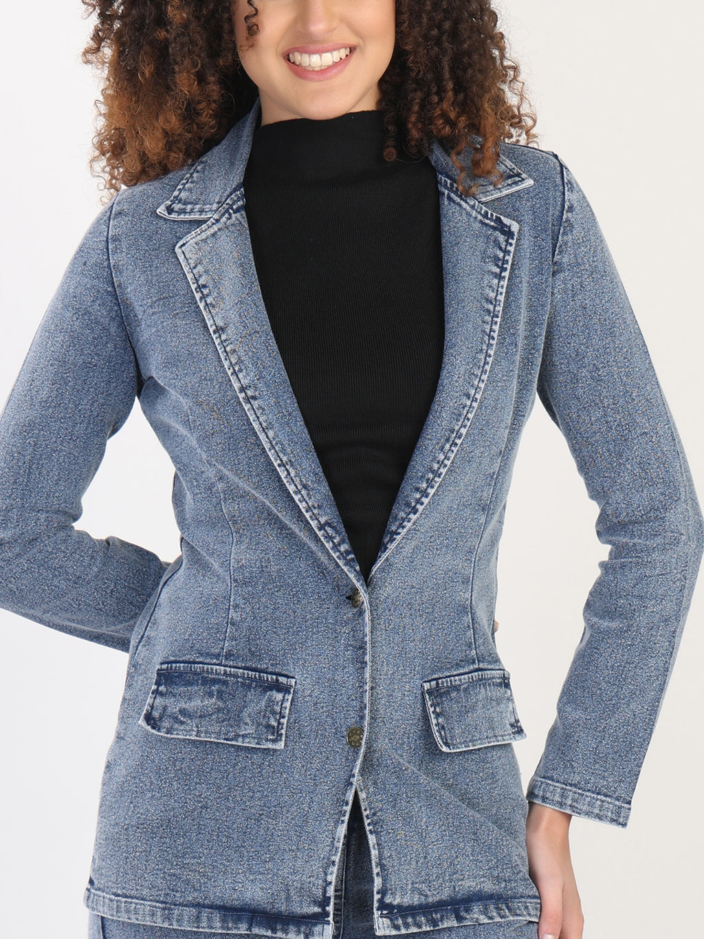 Denim Blazer With Bootcut Jeans