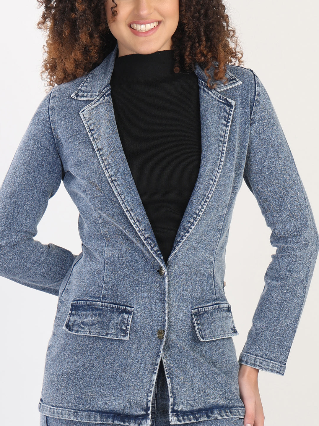 Denim Blazer With Bootcut Jeans