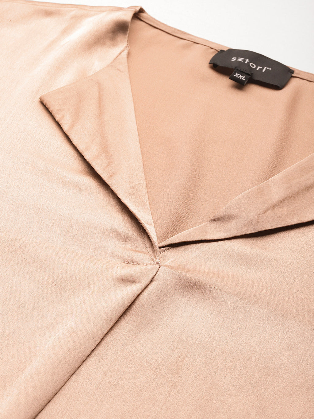 Plus Size Roll-Up Sleeves Satin Casual Shirt