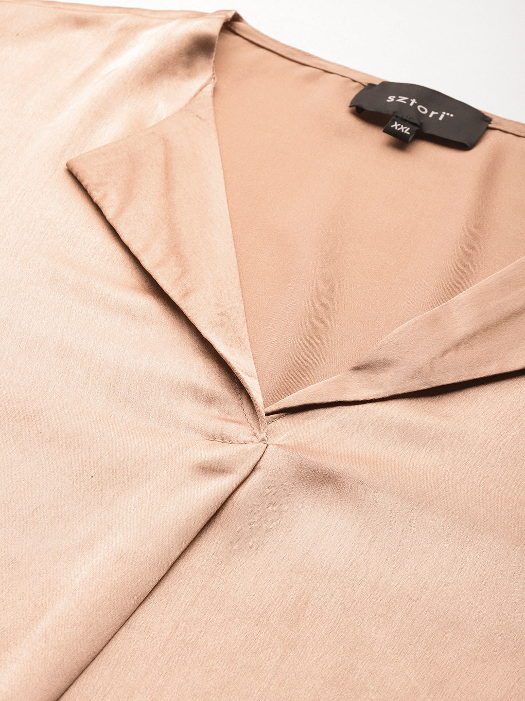 Plus Size Roll-Up Sleeves Satin Casual Shirt