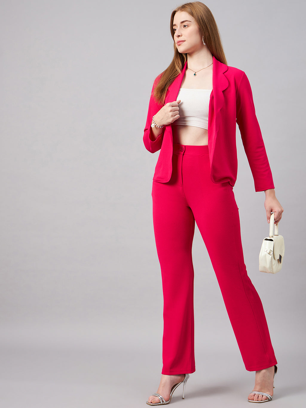 Pink Scalping Blazer With Trousers