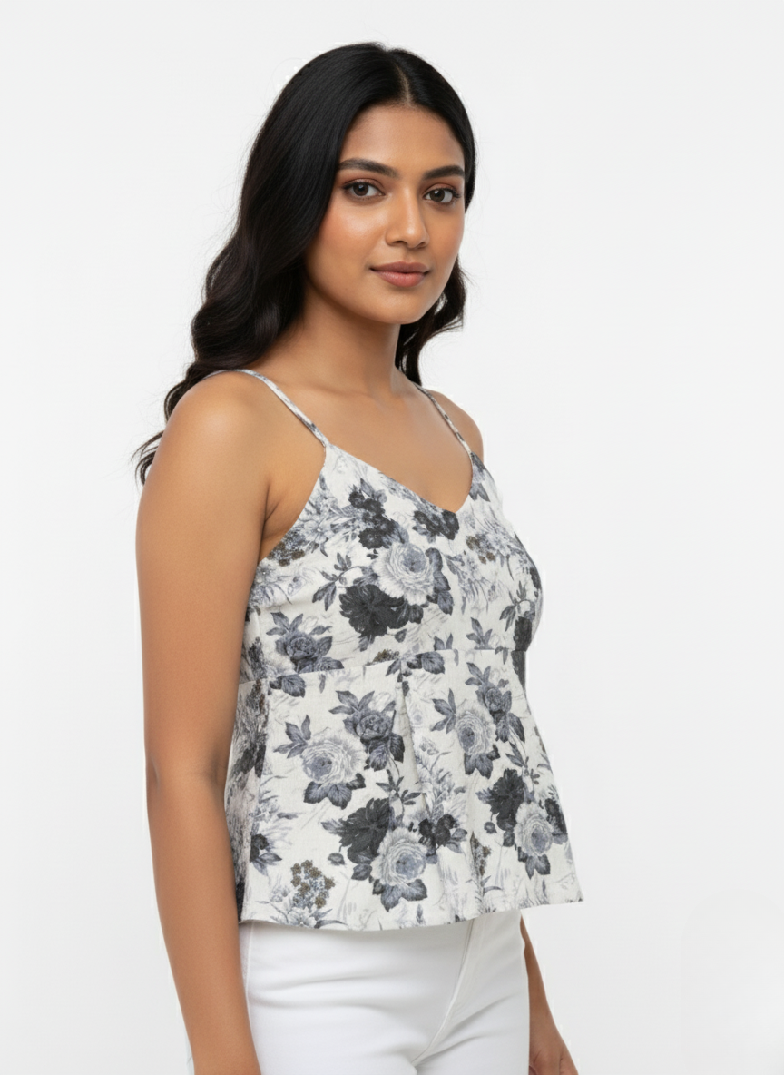 Floral print peplum tunic top