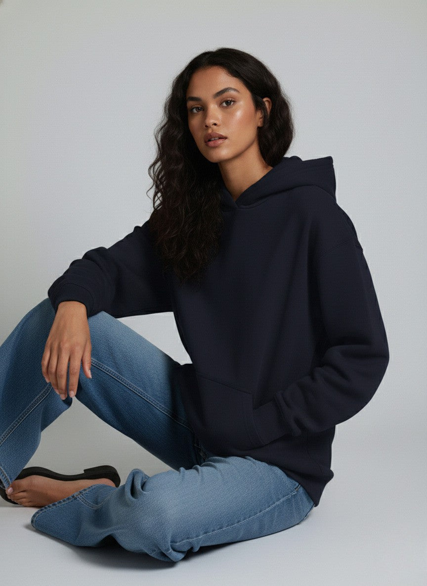 Plain Blue Oversized Hoodie