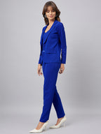 Sleeveless Crop Top With Shawl Neck Jacket & Trousers