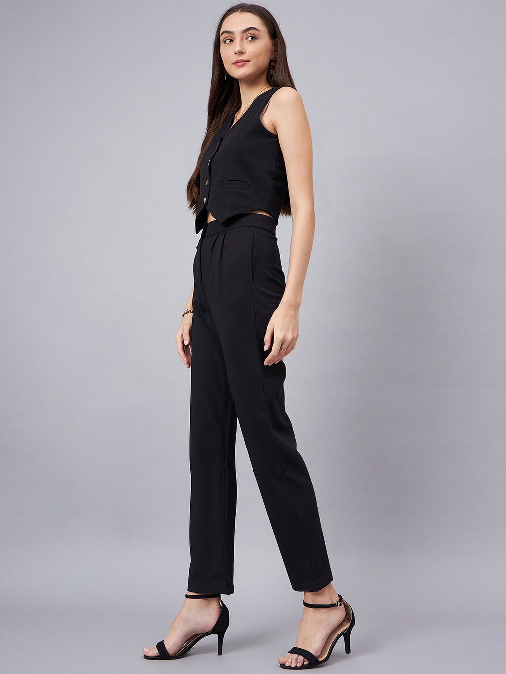 V-Neck Crop Top With Trouser