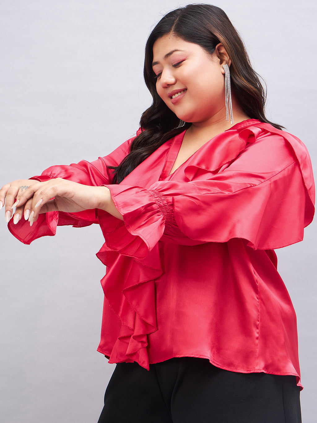 button-down collar Fuchsia Shirt