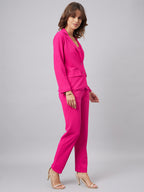 Sweetheart Neck Top & Notched Lapel-Collar Blazer With Trousers