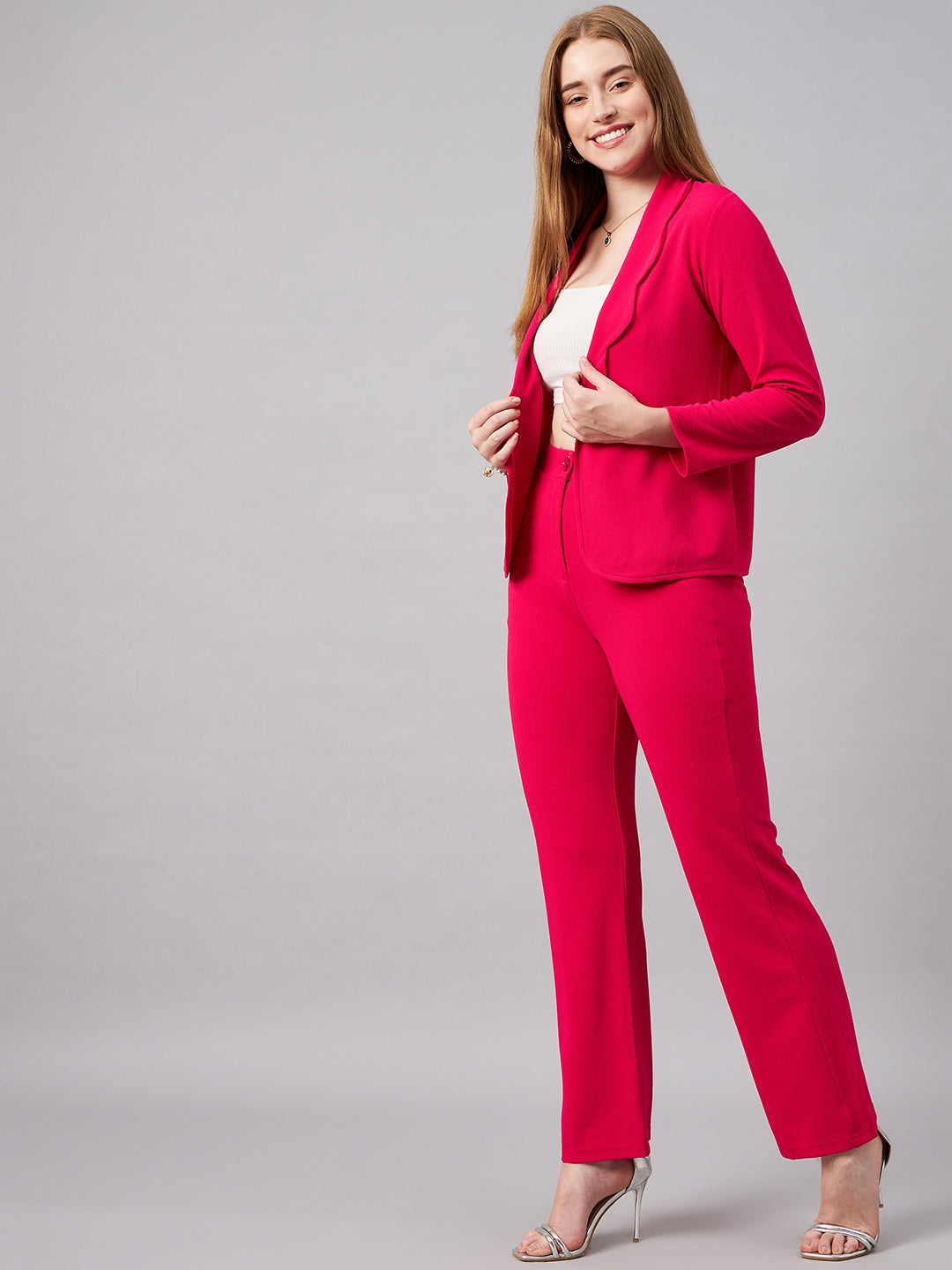 Pink Scalping Blazer With Trousers