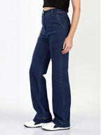 Women Flared High-Rise Clean Look Cotton Jeans