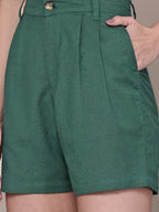 Green Pure Cotton Shirt with Shorts