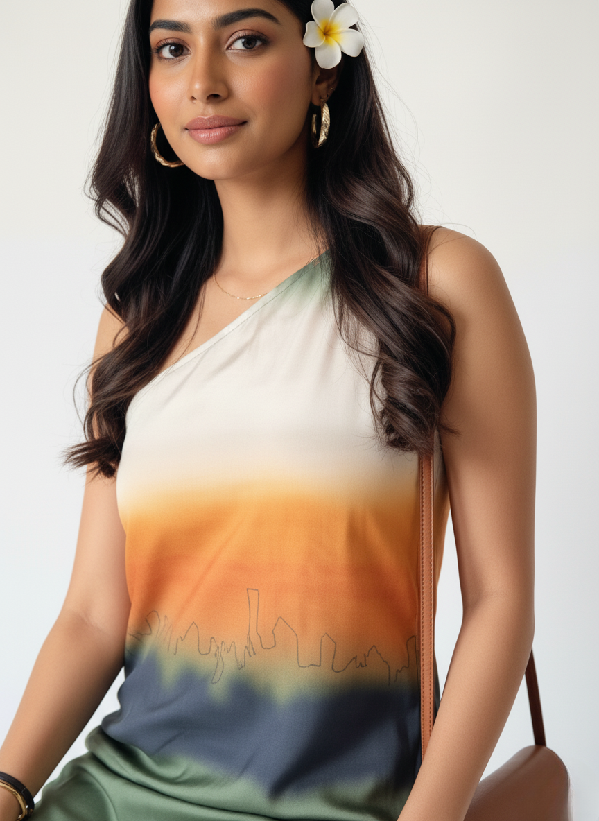 One shoulder maxi dress