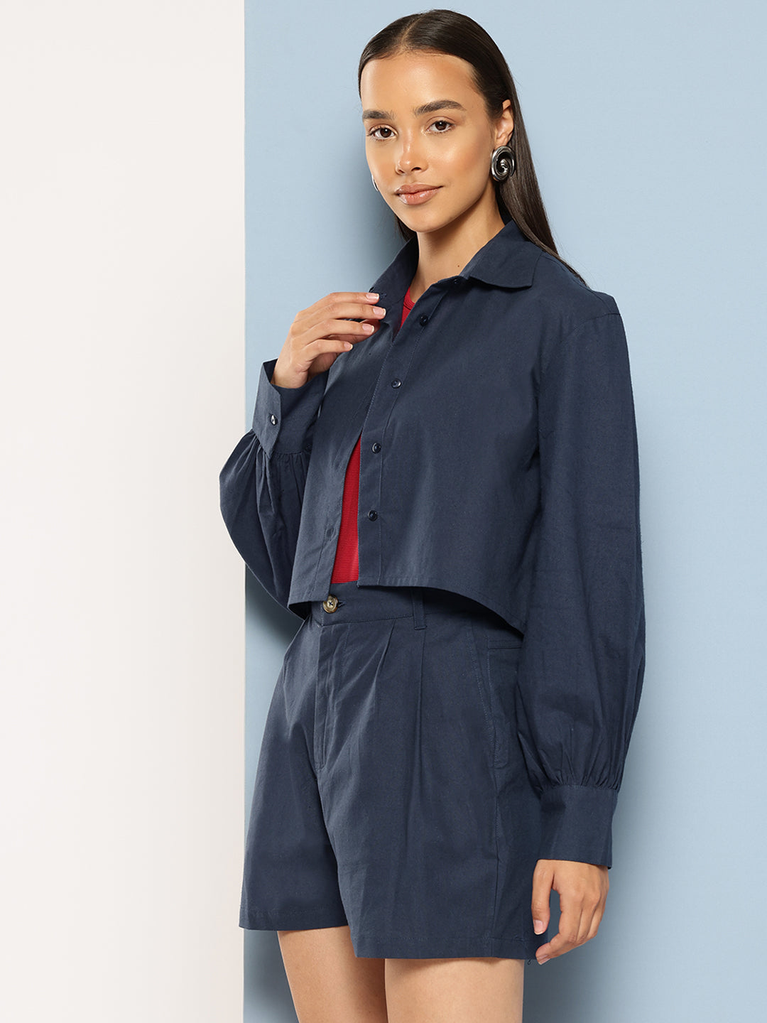 Pure Cotton Shirt With Shorts