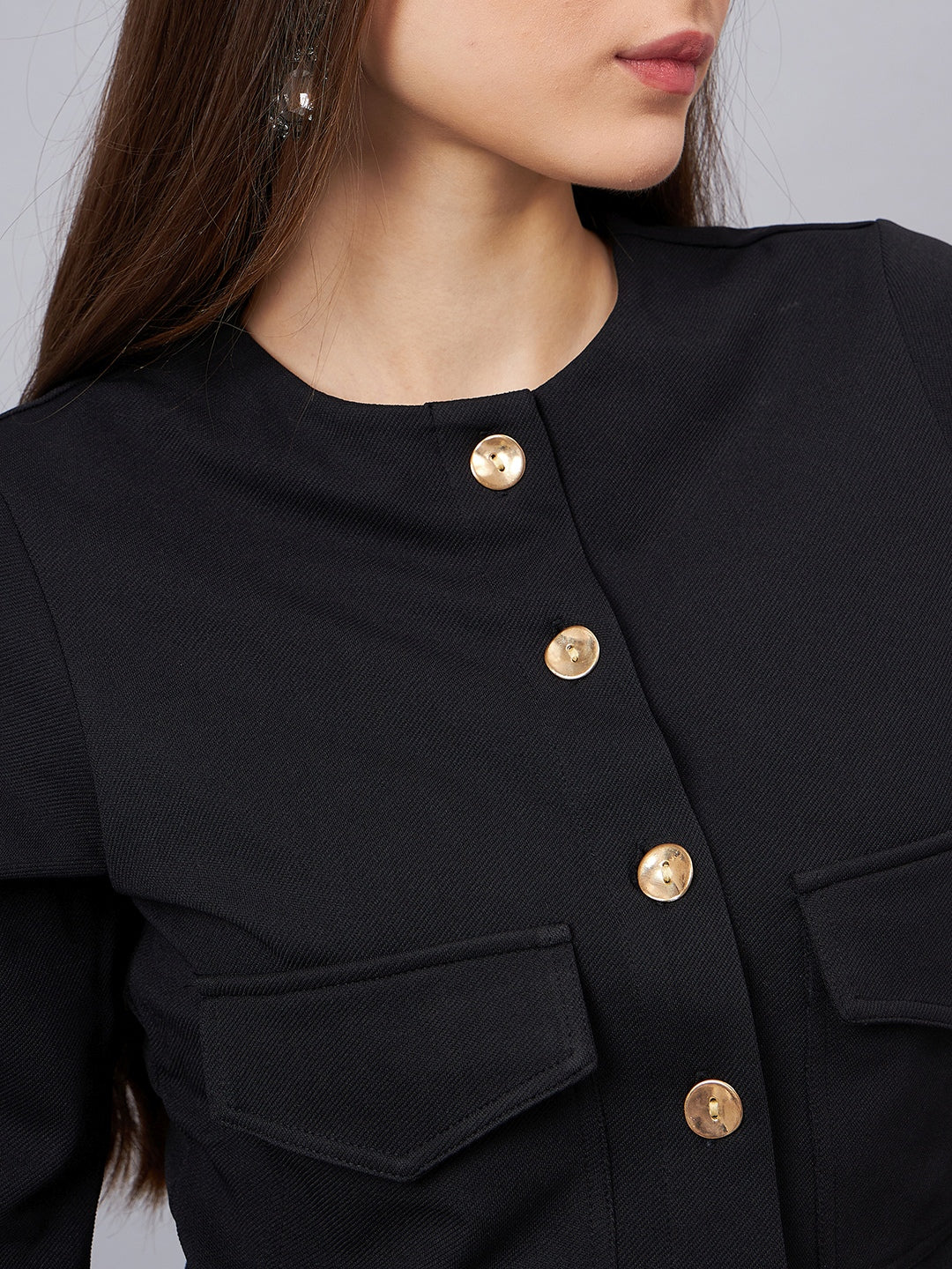 Black Round Neck Crop Top With Trouser