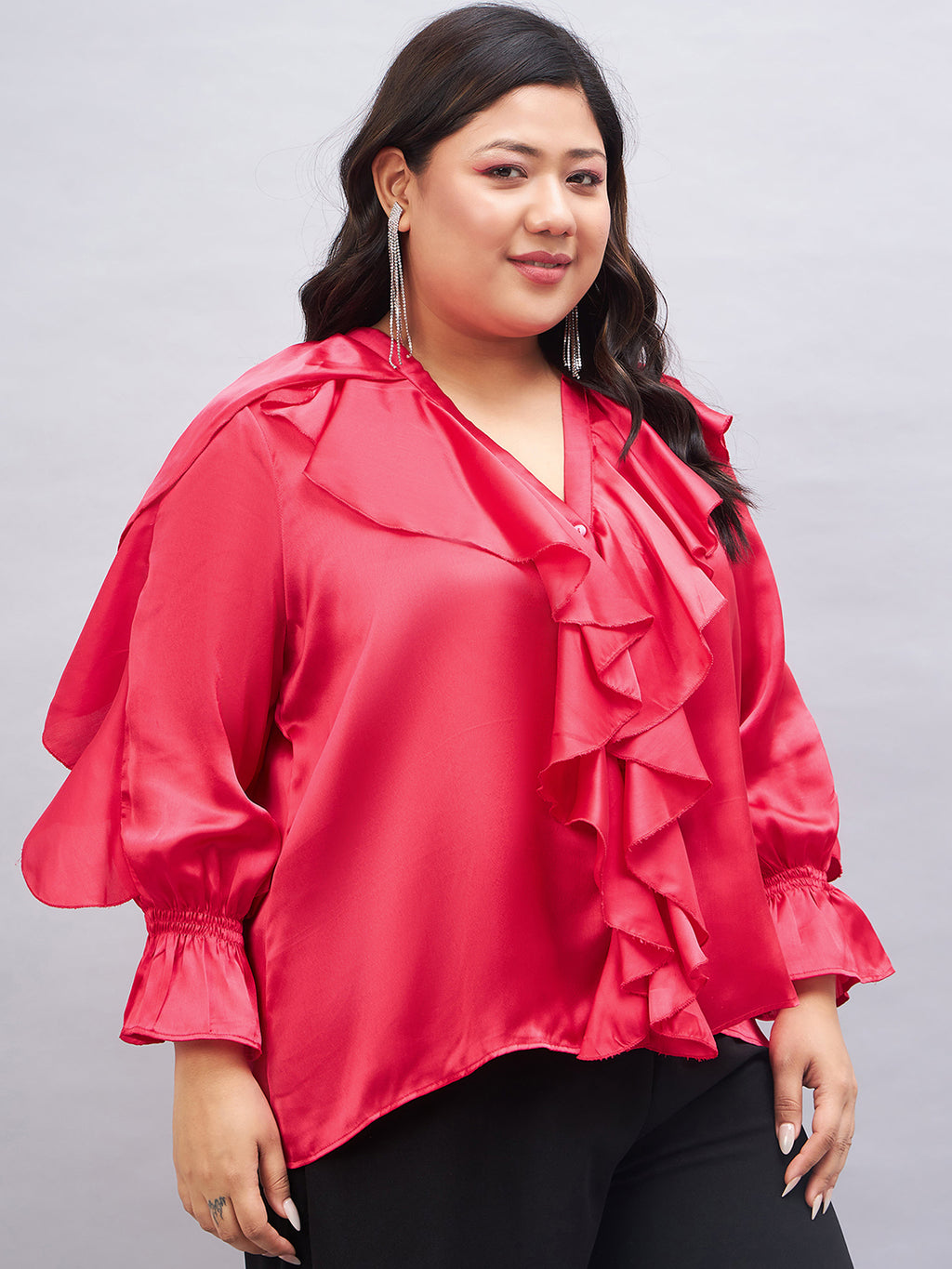 button-down collar Fuchsia Shirt