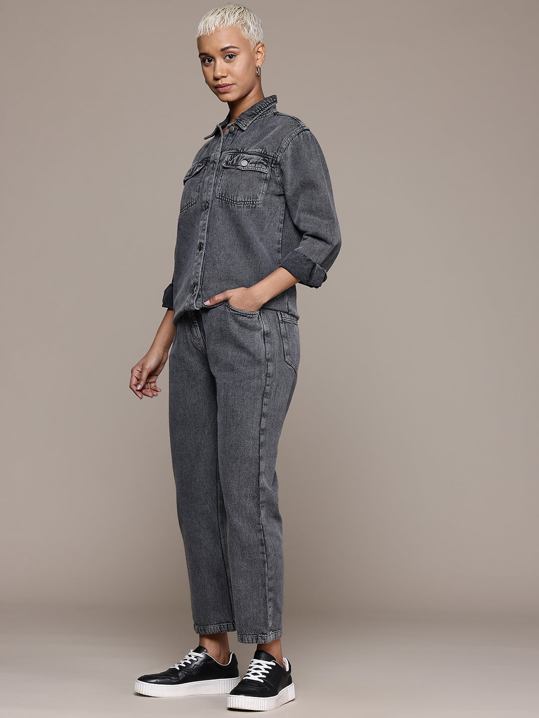 Pure Cotton Denim Shirt With Jeans